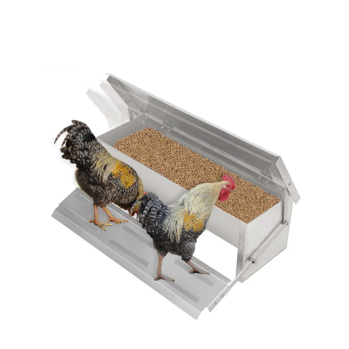 8L Automatic Chook Chicken Feeder Poultry Auto Treadle Aluminium Metal Coop