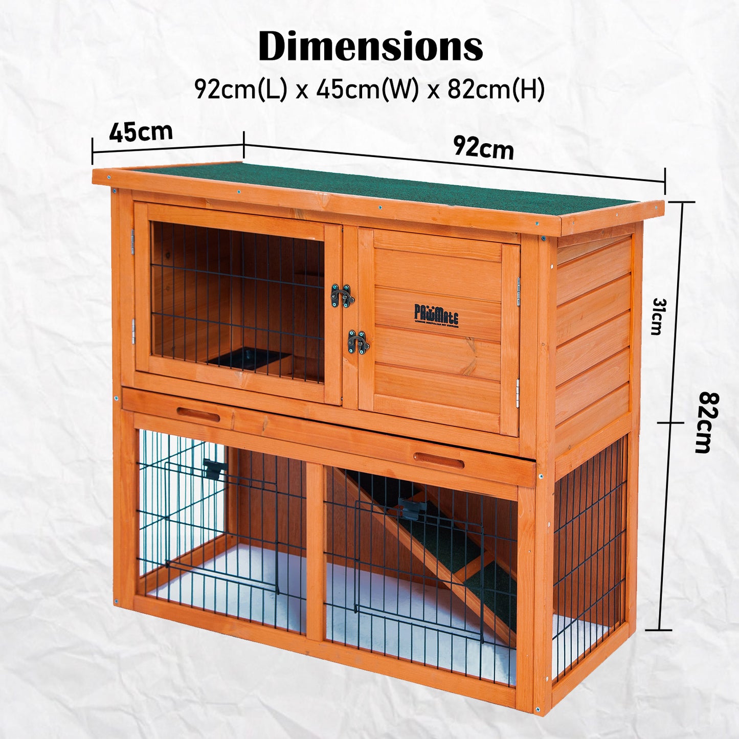 Paw Mate 92 x 45 x 82cm Rabbit Hutch Chicken Coop 2 Storey Cage Run