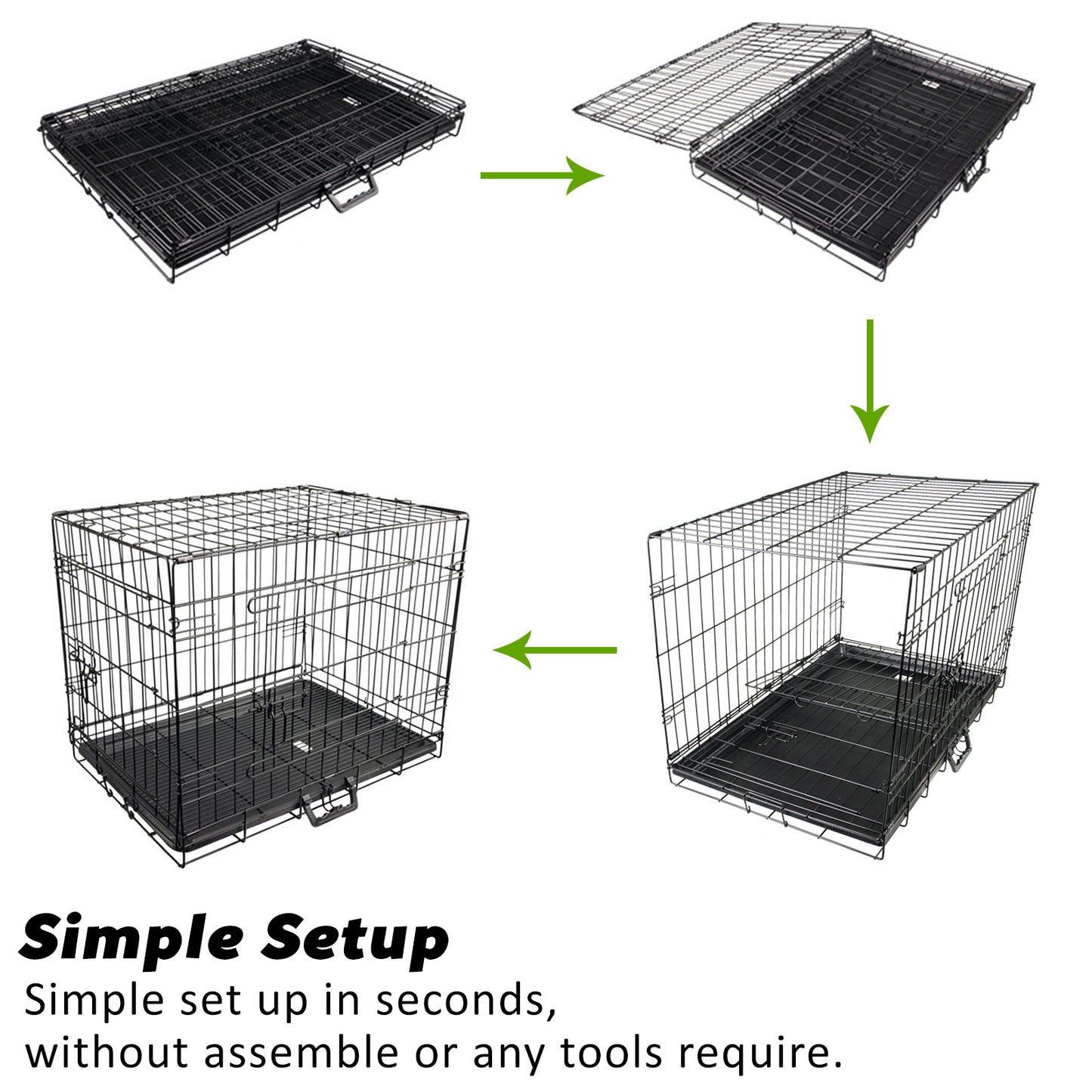 Paw Mate Wire Dog Cage Crate 24in with Tray + Cushion Mat + Blue Cover Combo