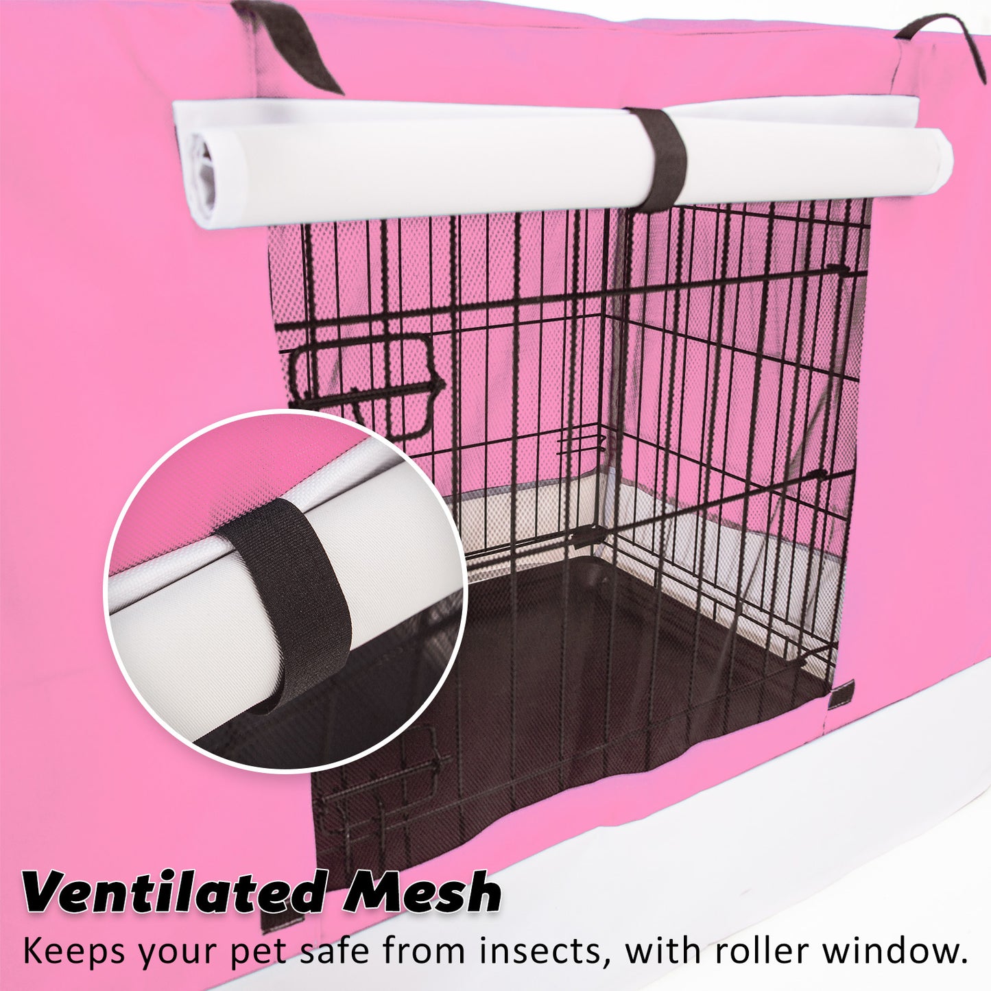 Paw Mate Wire Dog Cage Crate 24in with Tray + Cushion Mat + Pink Cover Combo