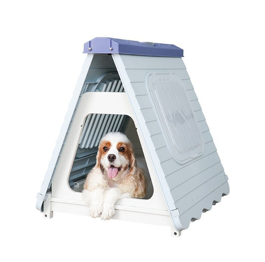 YES4PETS Small Foldable Plastic Pet Dog Puppy Cat House Kennel Blue