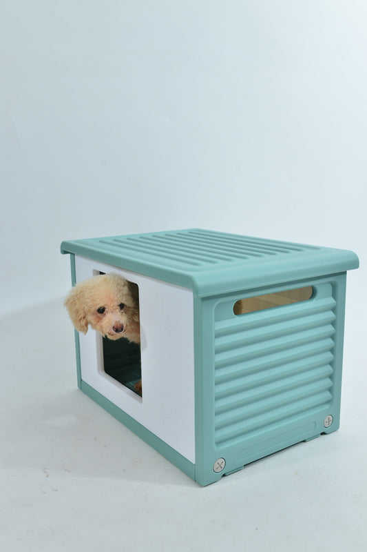 YES4PETS Small Plastic Pet Dog Puppy Cat House Kennel Green