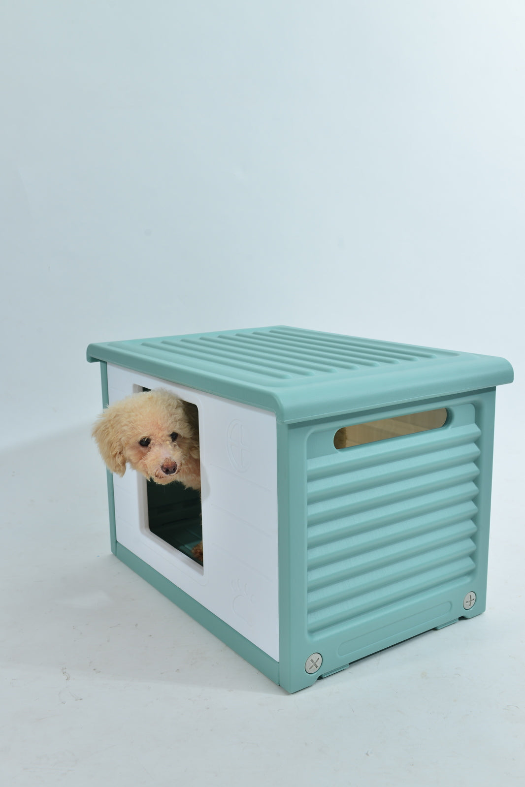 YES4PETS Small Plastic Pet Dog Puppy Cat House Kennel Green