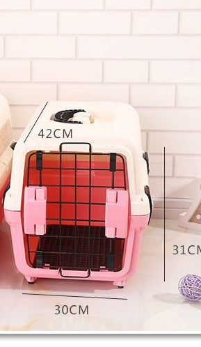 YES4PETS Small Portable Plastic Dog Cat Pet Pets Carrier Travel Cage With Tray-Pink