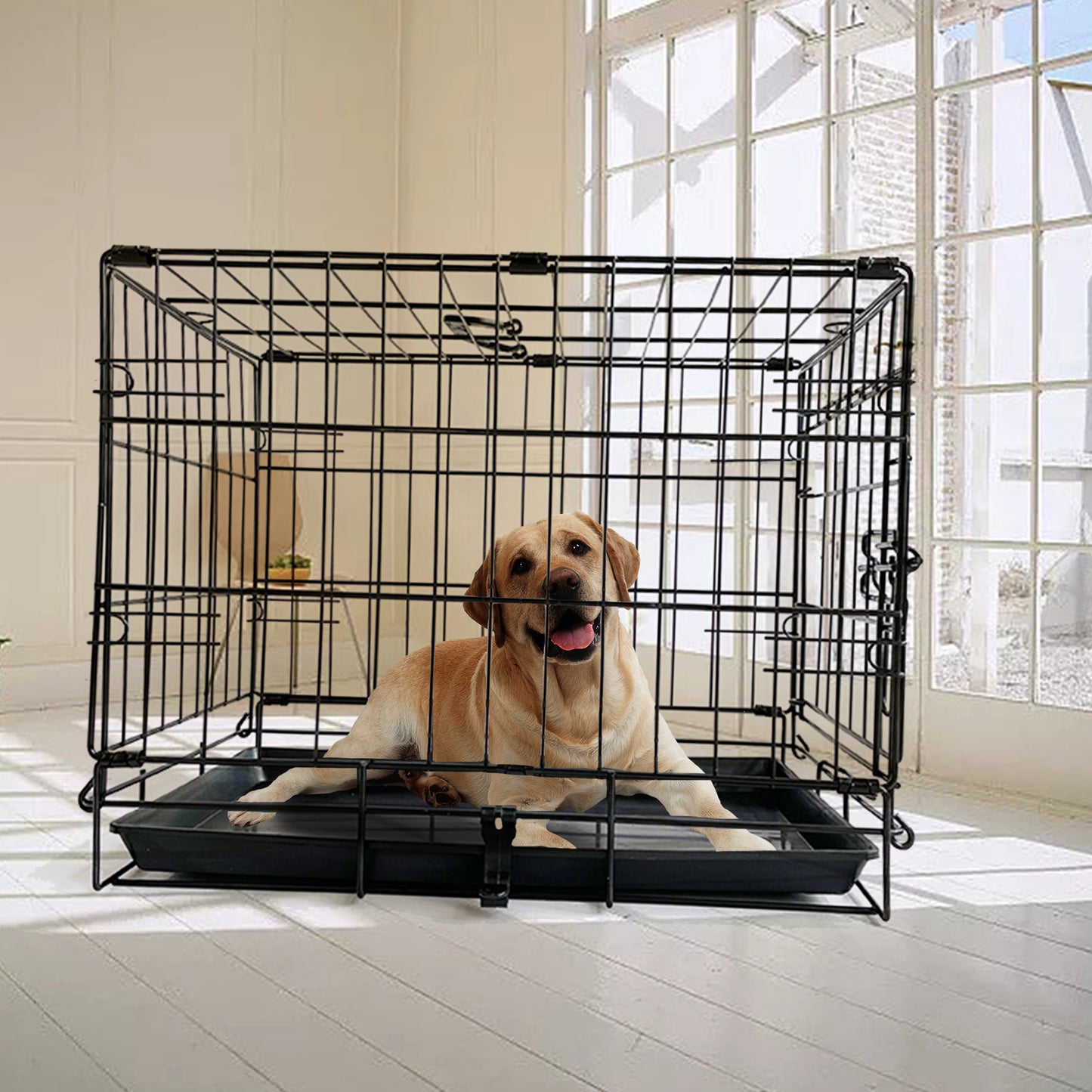 42 Pet Dog Cage Kennel Metal Crate Enlarged Thickened Reinforced Pet Dog House"