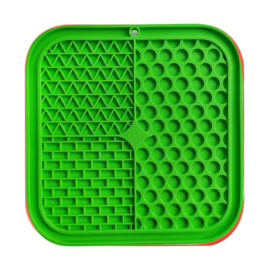 Pawfriends 3in1 Silicone Pet Lick Mat Cat Puppy Dog Slow Feeder Grooming Helper Mat Green