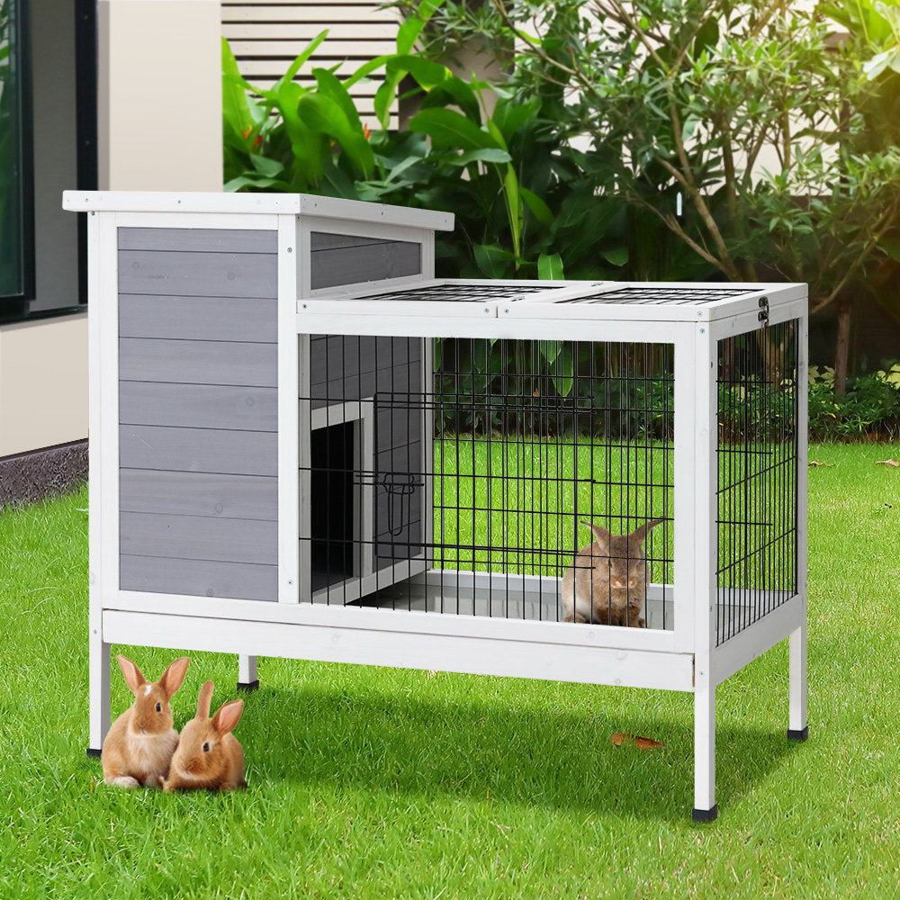 i.Pet Rabbit Hutch Chicken Coop Wooden Ferret Cage Habitat House Outdoor Large