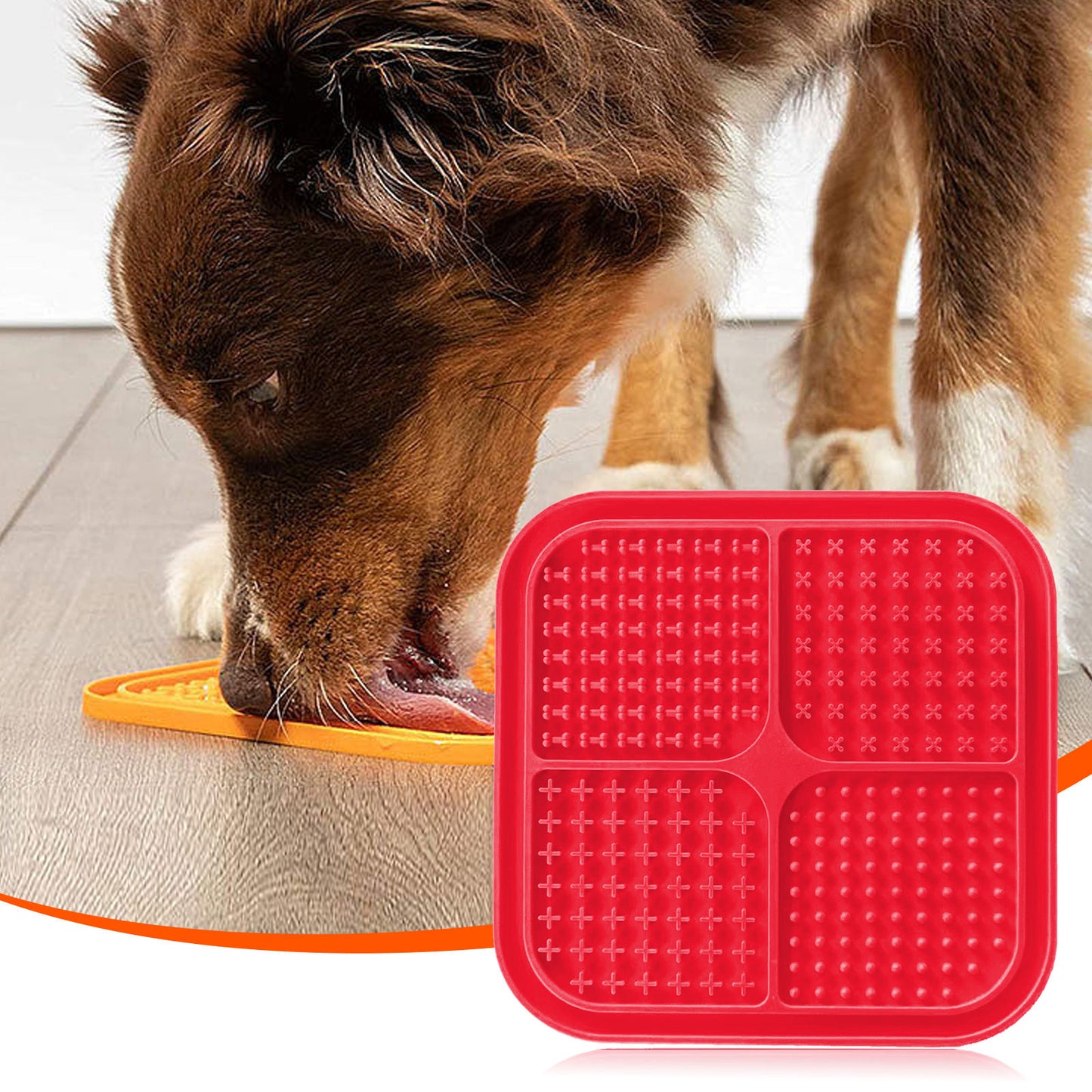 Pawfriends 4in1 Silicone Pet Lick Mat Cat Puppy Dog Slow Feeder Grooming Helper Mat Red